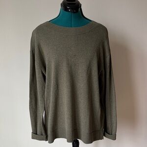 🟢 5/$25 - Lands' End | 100% Cotton Pullover Knit Sweater in Forest Green | Sz L